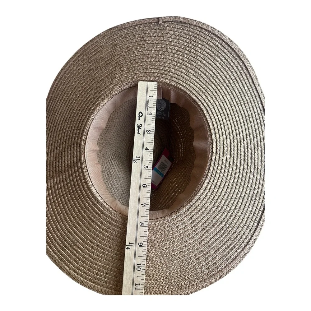 NWT‎ Vince Camuto sun hat black and tan with ribbon one size